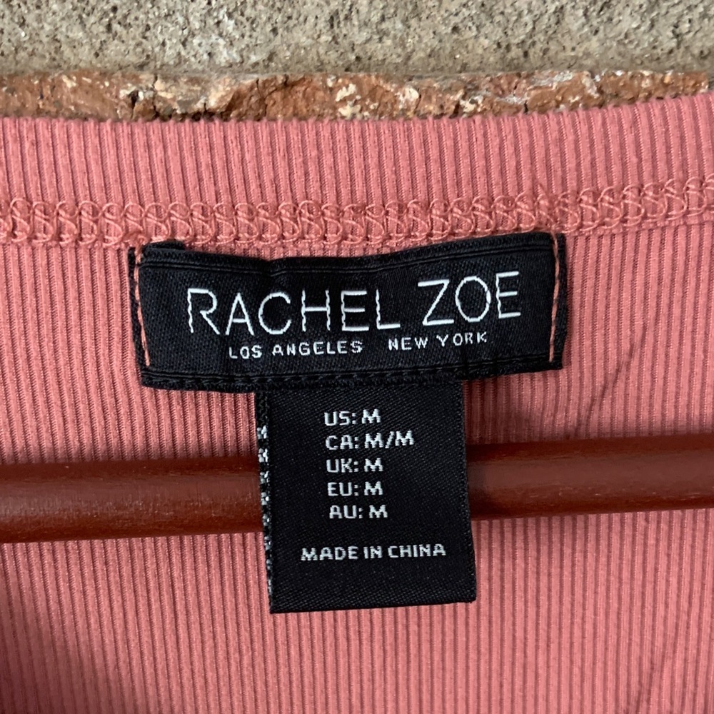 Rachel Zoe Dusty Pink Ribbed Long Sleeve Top and Pants Matching Set - Picture 2 of 8